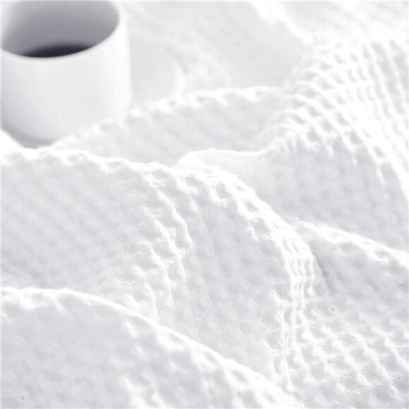100% Cotton Waffle Weave Blanket Queen Size 90"x90"-Lightweight Cozy Washed Soft - Picture 6 of 7